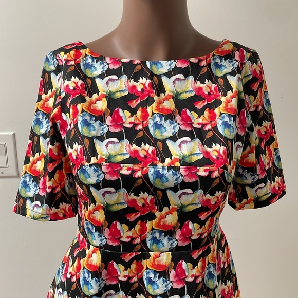 Amie Scott The Wicked Witch Dress Floral Shortsleeves Pocket Vintage Small S New - Picture 2 of 11